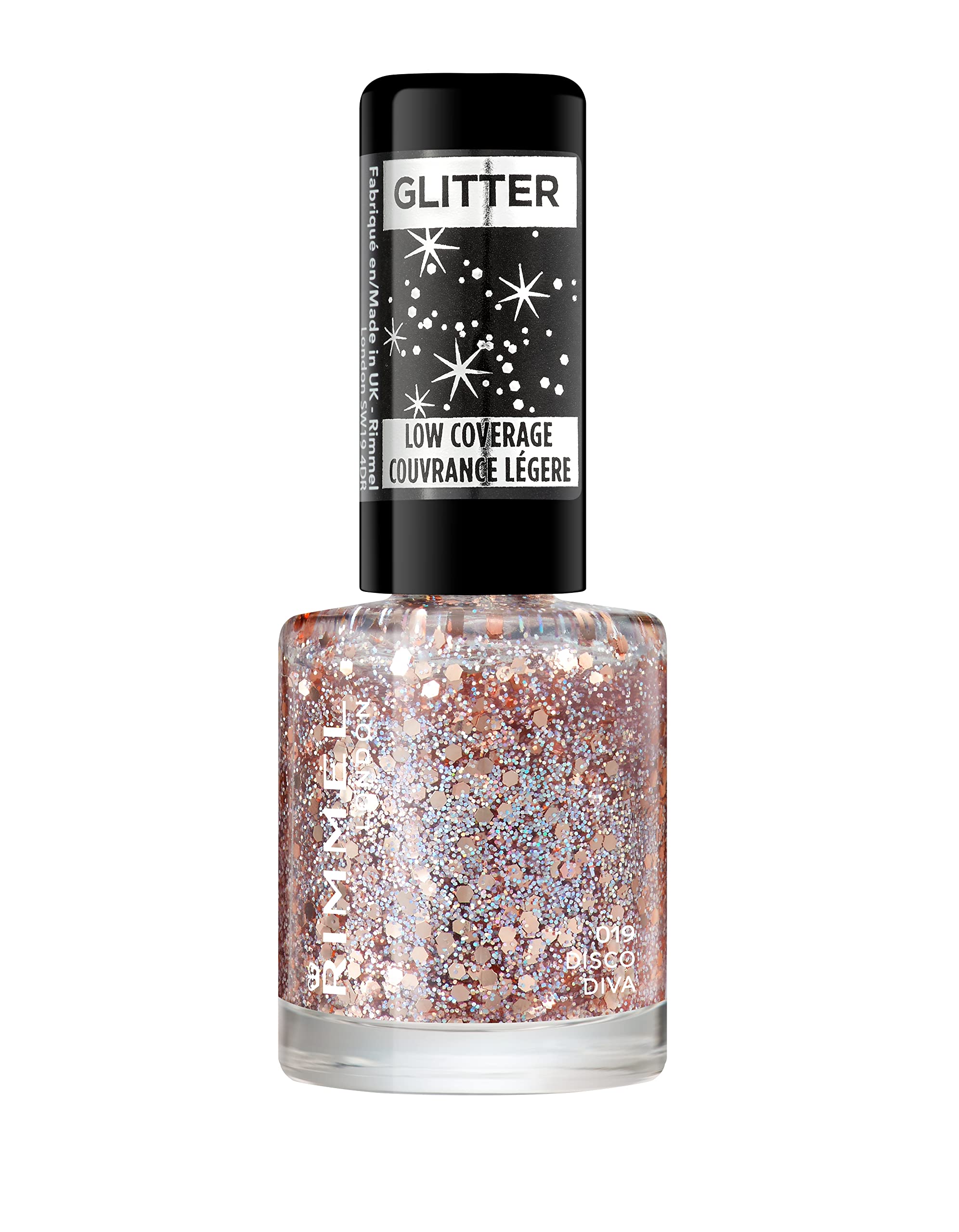 Rimmel London Glitter Nail Polish Top Coat, Disco Diva